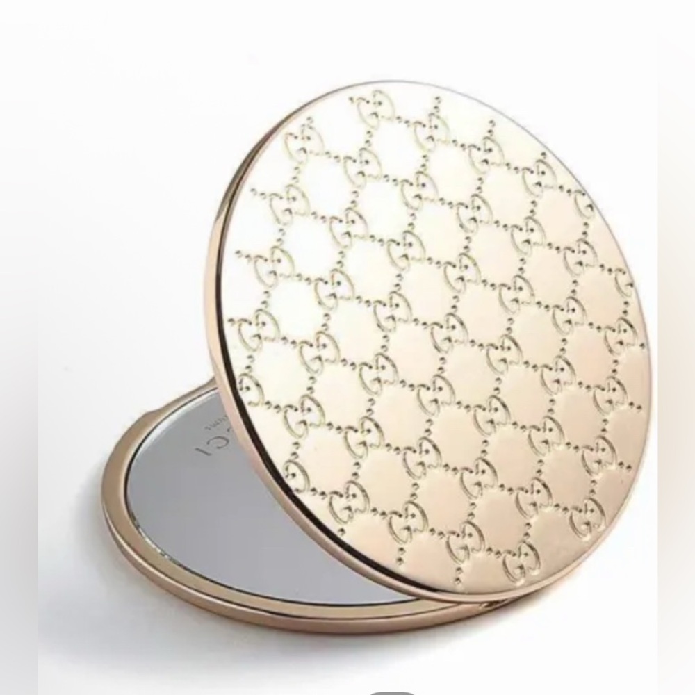 Gucci Monogram Double Sided Compact Mirror In Gol… - image 1